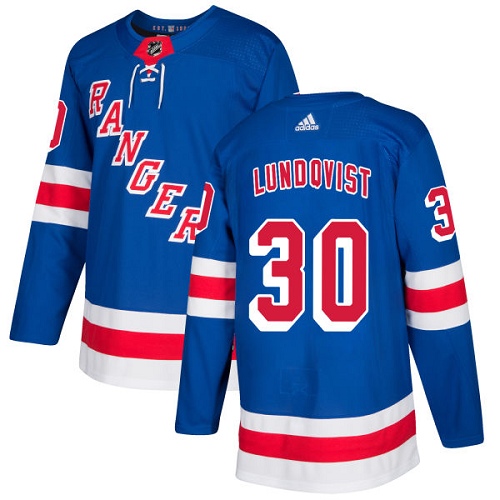 Adidas Men New York Rangers #30 Henrik Lundqvist Royal Blue Home Authentic Stitched NHL Jersey->new york rangers->NHL Jersey
